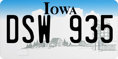 IA license plate DSW935