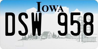 IA license plate DSW958