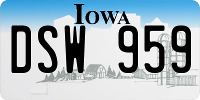 IA license plate DSW959