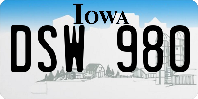 IA license plate DSW980
