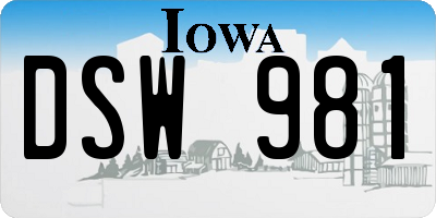 IA license plate DSW981