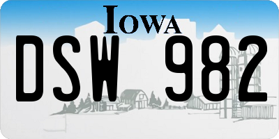 IA license plate DSW982