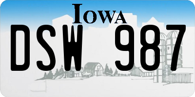 IA license plate DSW987