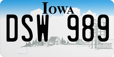 IA license plate DSW989