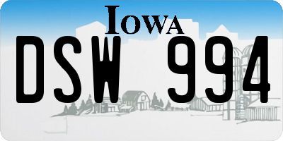IA license plate DSW994