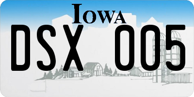 IA license plate DSX005