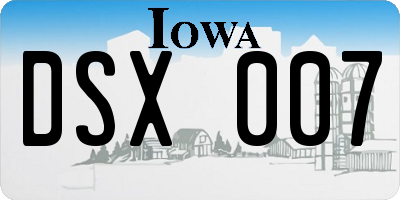 IA license plate DSX007