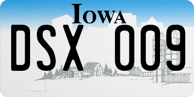 IA license plate DSX009