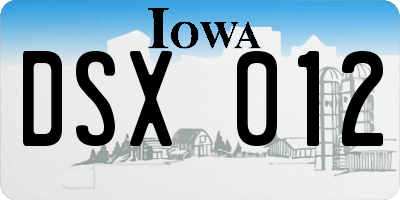 IA license plate DSX012
