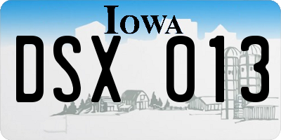 IA license plate DSX013