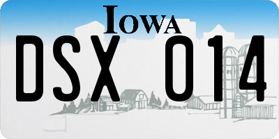 IA license plate DSX014
