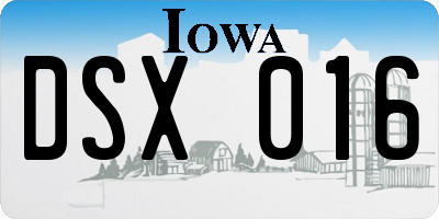 IA license plate DSX016