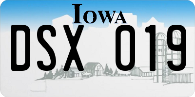 IA license plate DSX019