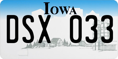IA license plate DSX033