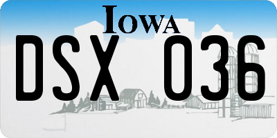 IA license plate DSX036