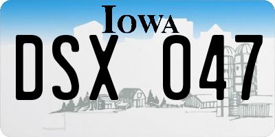 IA license plate DSX047