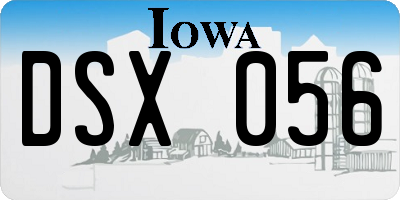IA license plate DSX056