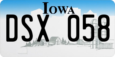 IA license plate DSX058