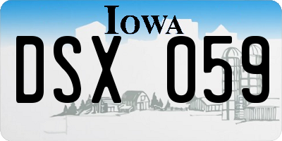 IA license plate DSX059