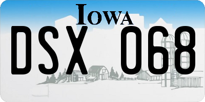 IA license plate DSX068