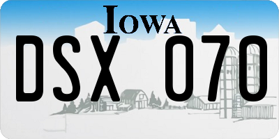 IA license plate DSX070