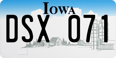 IA license plate DSX071