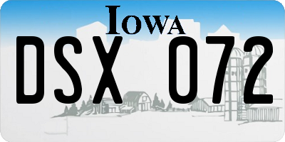IA license plate DSX072