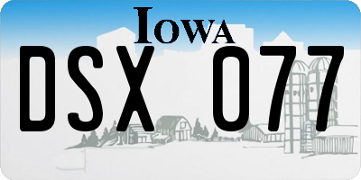 IA license plate DSX077