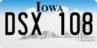 IA license plate DSX108