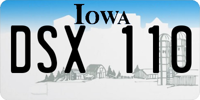 IA license plate DSX110