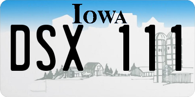 IA license plate DSX111