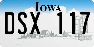 IA license plate DSX117