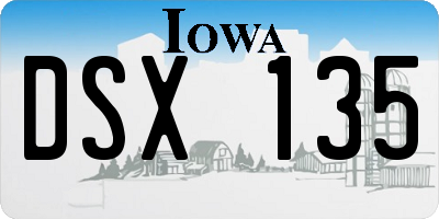 IA license plate DSX135
