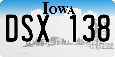 IA license plate DSX138