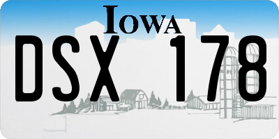 IA license plate DSX178