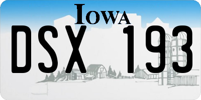 IA license plate DSX193