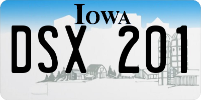 IA license plate DSX201