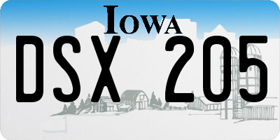 IA license plate DSX205