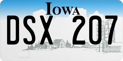 IA license plate DSX207