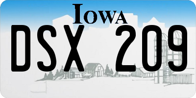 IA license plate DSX209