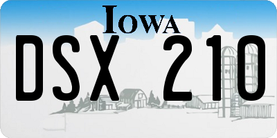 IA license plate DSX210