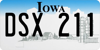 IA license plate DSX211