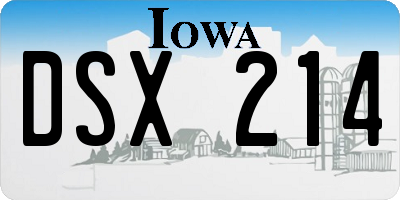 IA license plate DSX214
