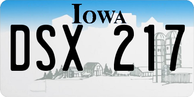 IA license plate DSX217