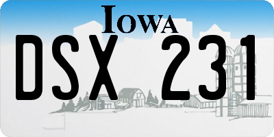 IA license plate DSX231