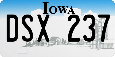 IA license plate DSX237