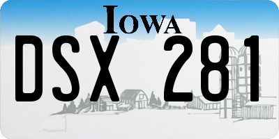 IA license plate DSX281
