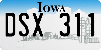 IA license plate DSX311
