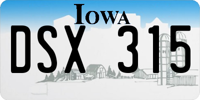 IA license plate DSX315