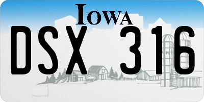IA license plate DSX316